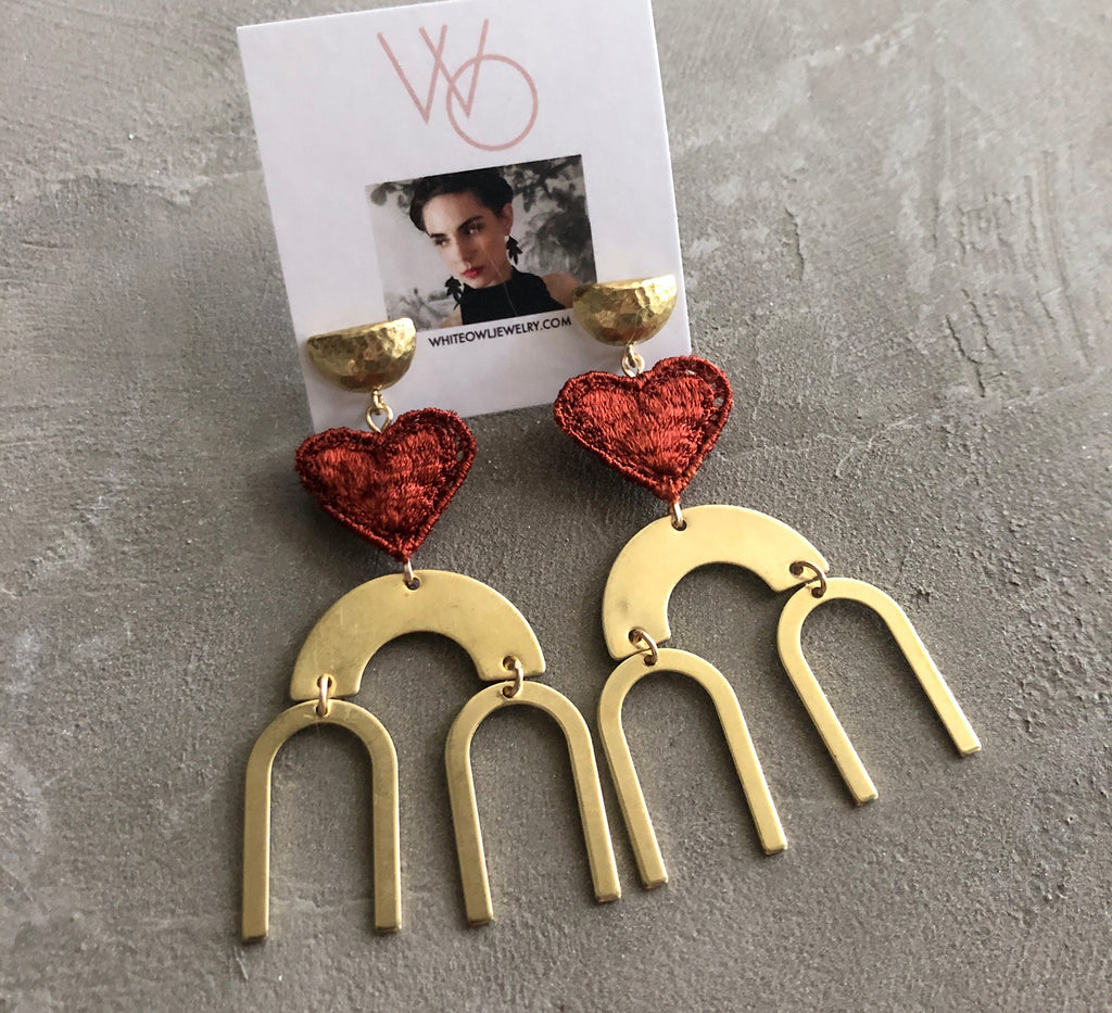 bold heart earrings