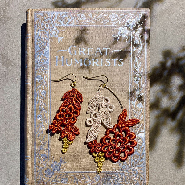 ardisia asymmetrical lace earrings