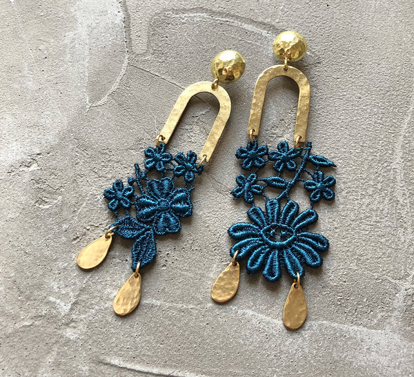 farren teal asymmetrical earrings
