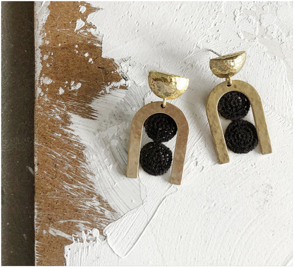 cara black lace earrings