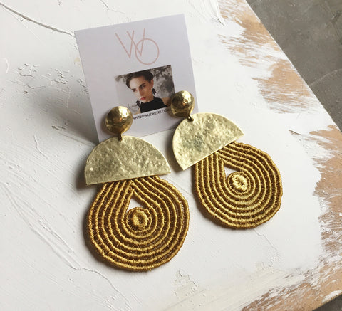 harlow mustard statement earrings