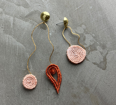 abstraction asymmetrical earrings