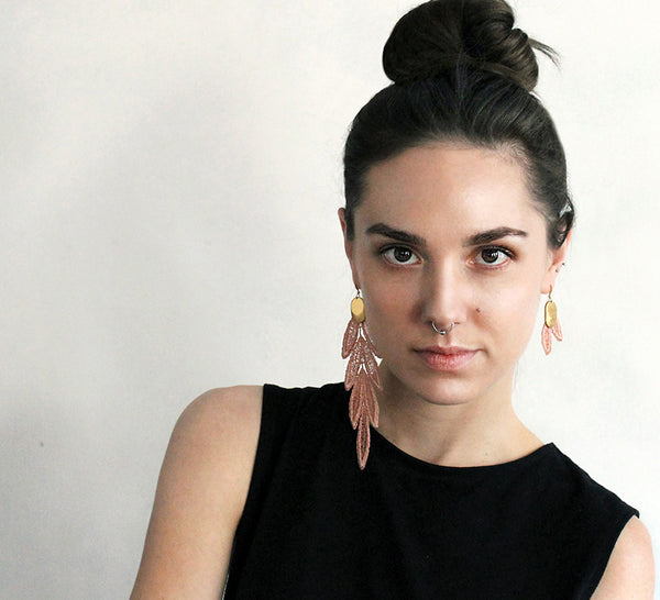 vida mustard mismatched lace earrings