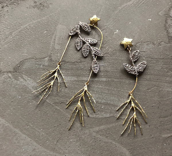 winter night asymmetrical earrings